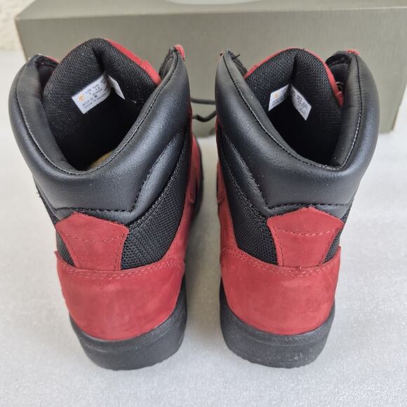 Timberland Boys Field Boots Size 2 Youth Red Black 6 Inch Nubuck Leather NWT Box - Picture 4 of 9